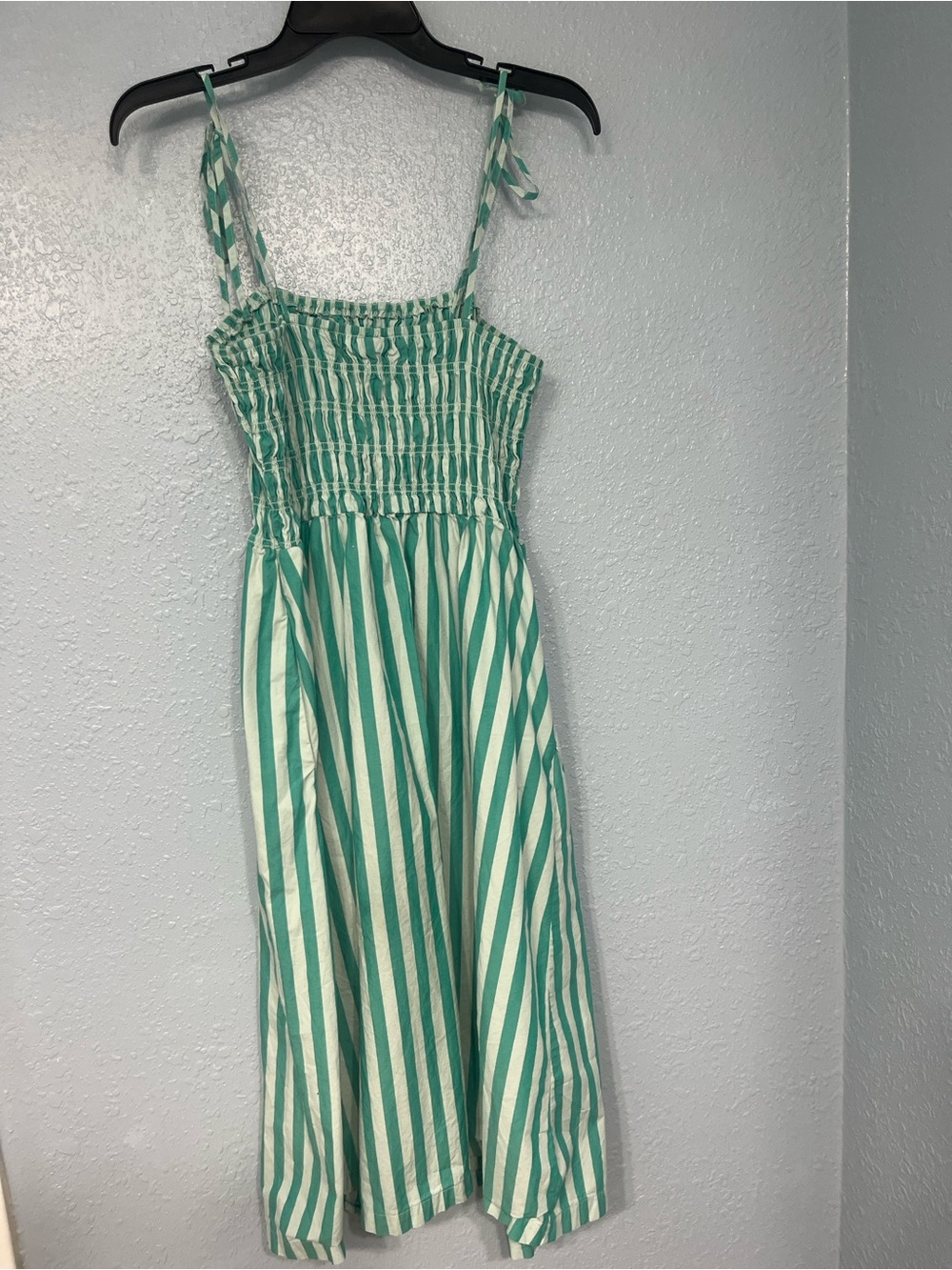 A New Day 100% cotton smocked midi cabana stripe sundress, medium